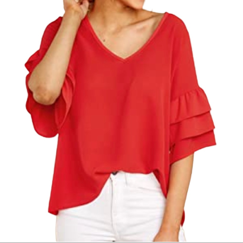 Bell Sleeve v neck blouse size small NWT